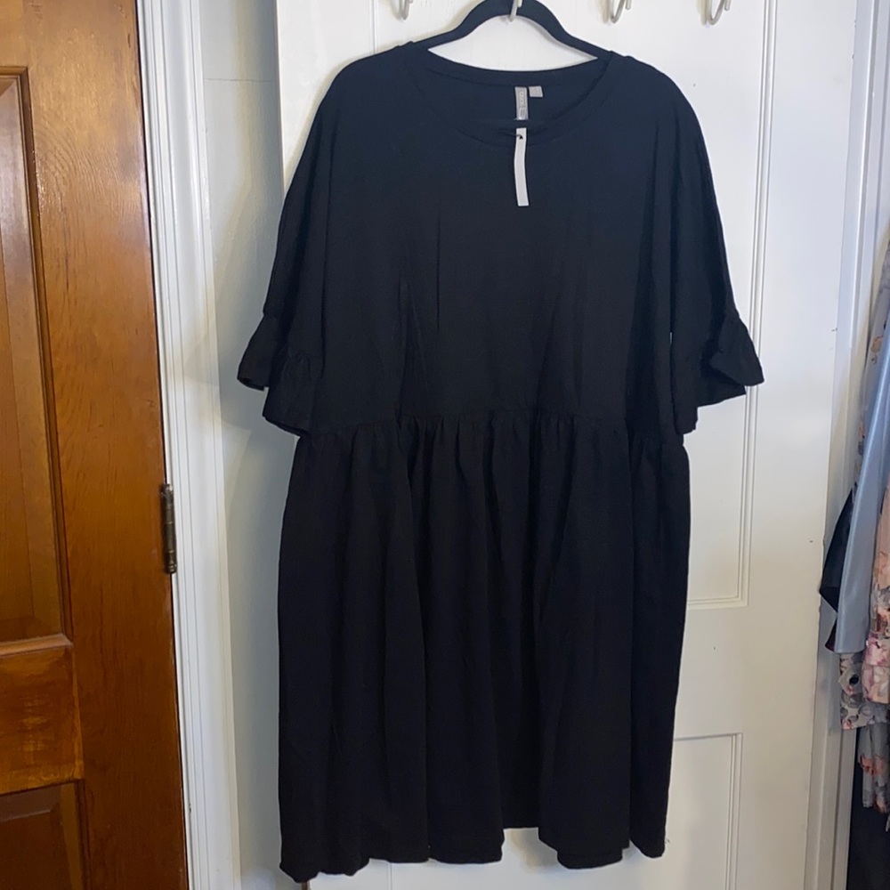 NWT ASOS Curve black dress with ruffles on sleeves